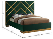 Vector Velvet Queen Bed Green - Gate FurnitureQueen Bed