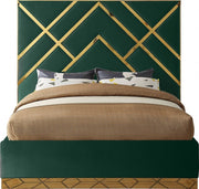 Vector Velvet Queen Bed Green - Gate FurnitureQueen Bed