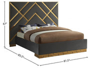 Vector Velvet Queen Bed Grey - Gate FurnitureQueen Bed