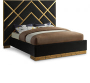 Vector Velvet Queen Bed in Black - Gate FurnitureQueen Bed