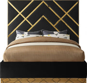 Vector Velvet Queen Bed in Black - Gate FurnitureQueen Bed
