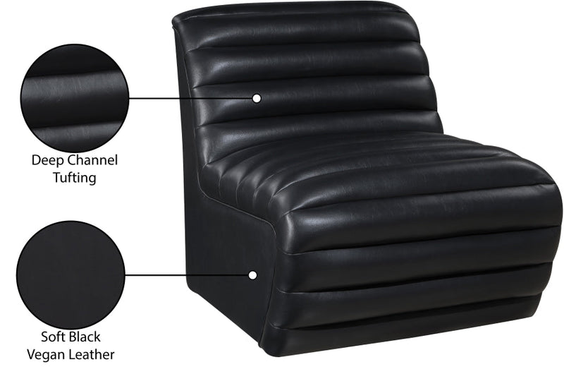Vega Vegan Leather Upholstered Accent Chair in Black - 33045Black-C