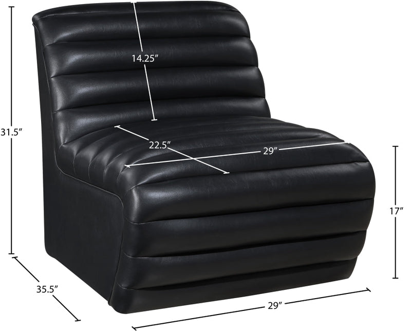 Vega Vegan Leather Upholstered Accent Chair in Black - 33045Black-C