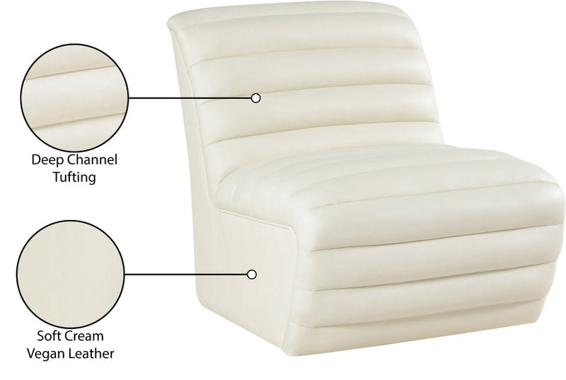 Vega Vegan Leather Upholstered Accent Chair in Cream - 33045Cream-C