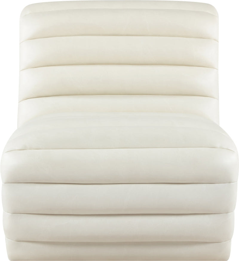 Vega Vegan Leather Upholstered Accent Chair in Cream - 33045Cream-C
