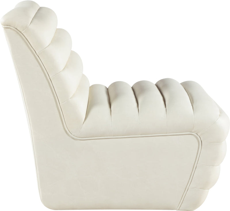 Vega Vegan Leather Upholstered Accent Chair in Cream - 33045Cream-C