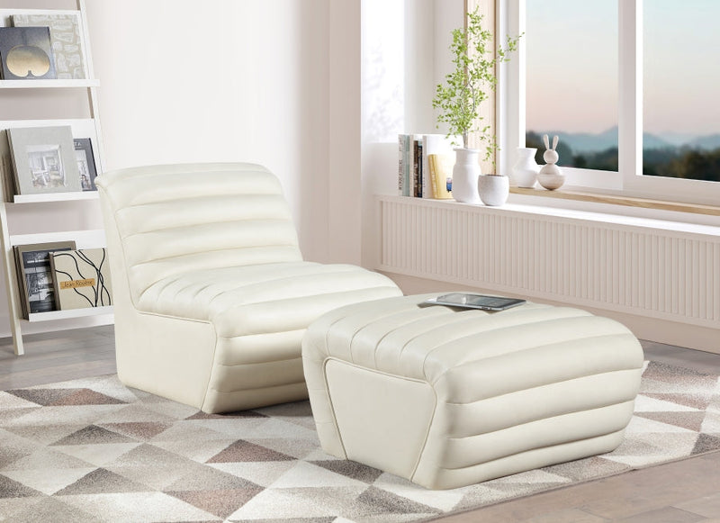 Vega Vegan Leather Upholstered Accent Chair in Cream - 33045Cream-C