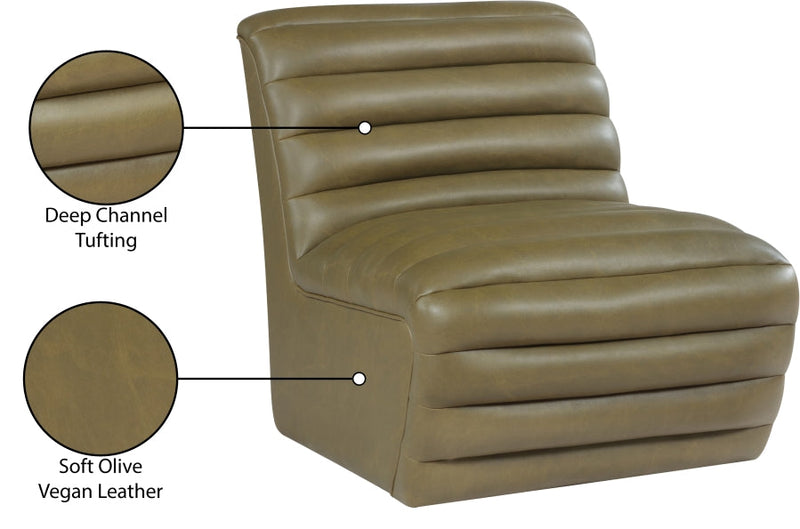 Vega Vegan Leather Upholstered Accent Chair in Olive - 33045Olive-C