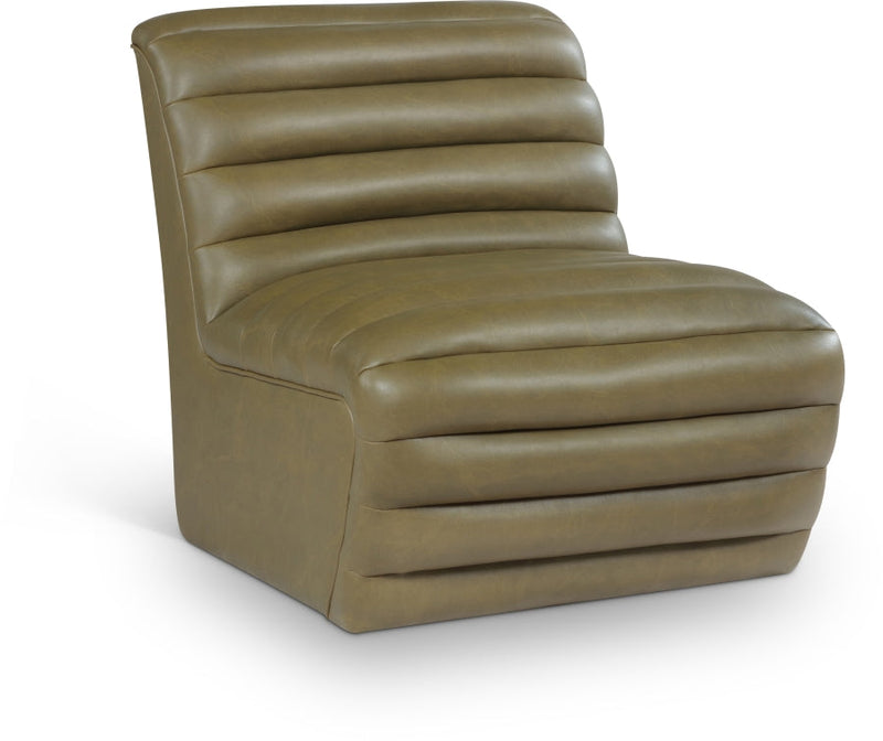 Vega Vegan Leather Upholstered Accent Chair in Olive - 33045Olive-C