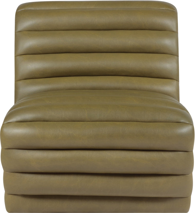 Vega Vegan Leather Upholstered Accent Chair in Olive - 33045Olive-C