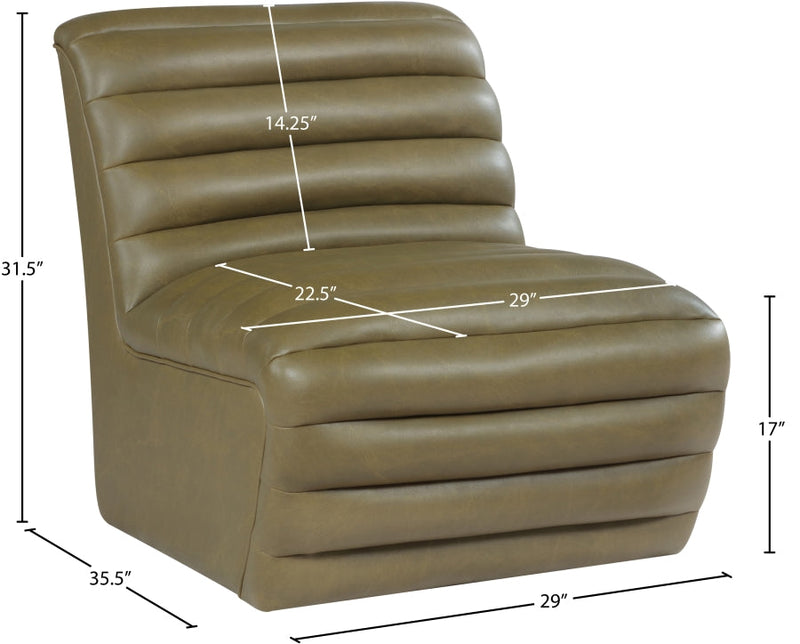 Vega Vegan Leather Upholstered Accent Chair in Olive - 33045Olive-C