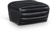 Vega Vegan Leather Upholstered Ottoman in Black - 33045Black-Ott