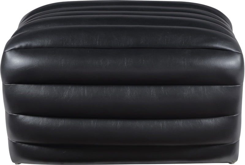 Vega Vegan Leather Upholstered Ottoman in Black - 33045Black-Ott