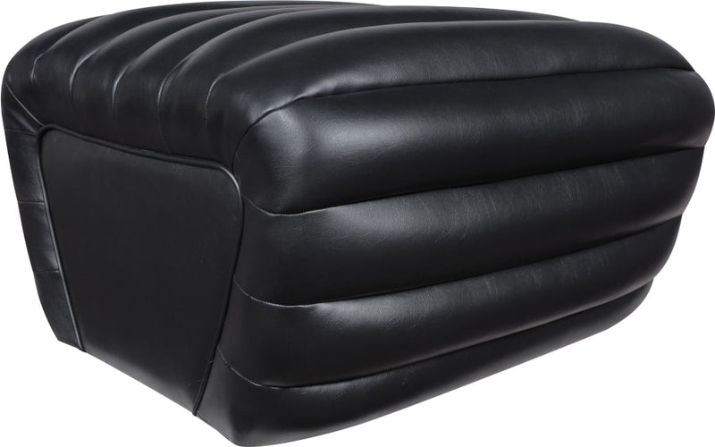 Vega Vegan Leather Upholstered Ottoman in Black - 33045Black-Ott