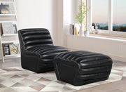 Vega Vegan Leather Upholstered Ottoman in Black - 33045Black-Ott