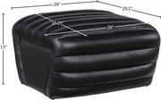 Vega Vegan Leather Upholstered Ottoman in Black - 33045Black-Ott