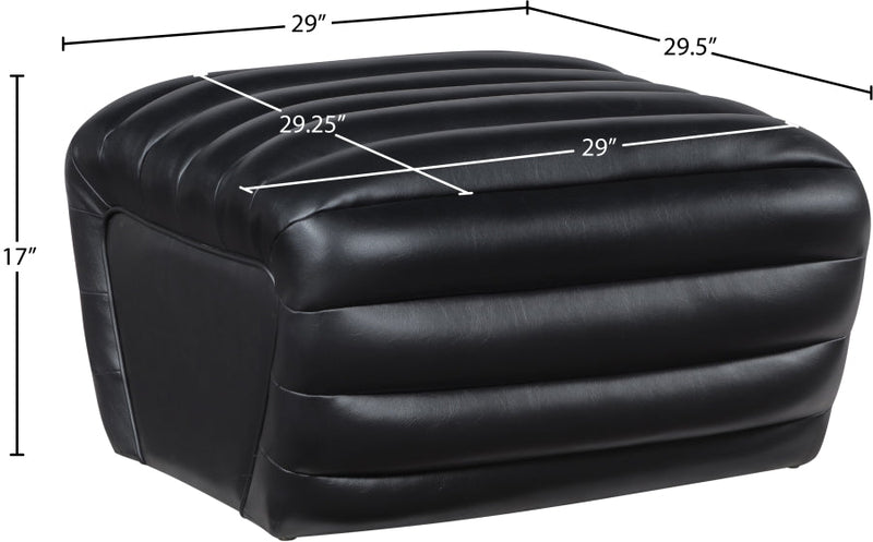 Vega Vegan Leather Upholstered Ottoman in Black - 33045Black-Ott