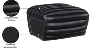 Vega Vegan Leather Upholstered Ottoman in Black - 33045Black-Ott
