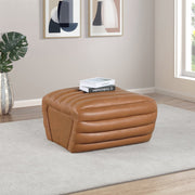 Vega Vegan Leather Upholstered Ottoman in Cognac - 33045Cognac-Ott