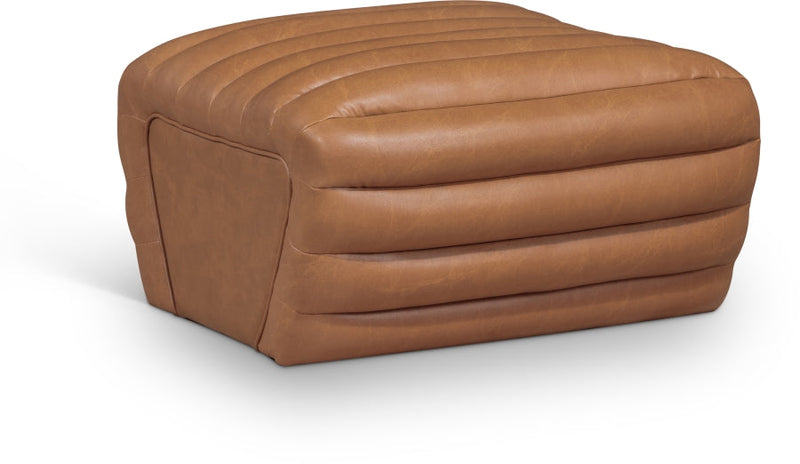 Vega Vegan Leather Upholstered Ottoman in Cognac - 33045Cognac-Ott