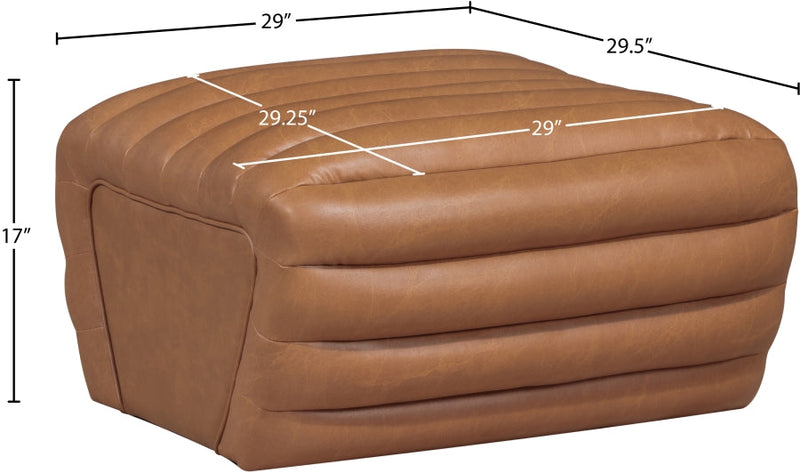 Vega Vegan Leather Upholstered Ottoman in Cognac - 33045Cognac-Ott