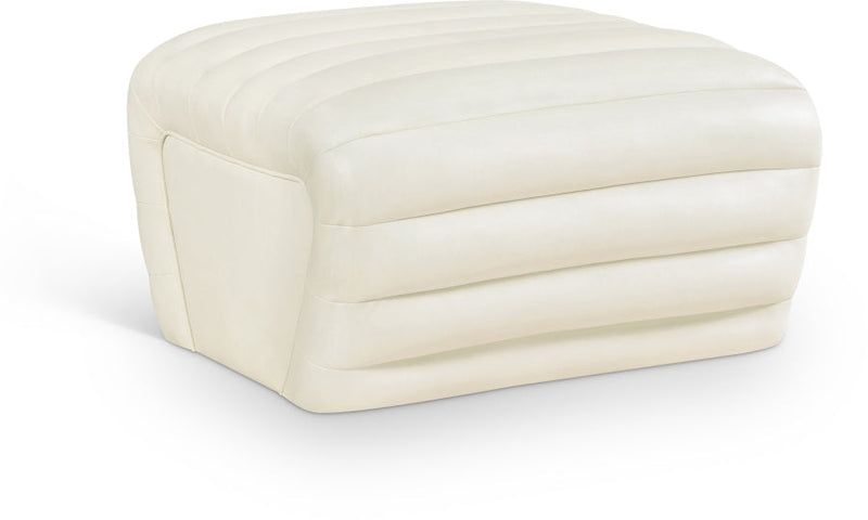 Vega Vegan Leather Upholstered Ottoman in Cream - 33045Cream-Ott