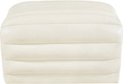 Vega Vegan Leather Upholstered Ottoman in Cream - 33045Cream-Ott