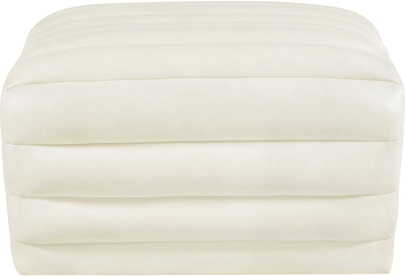 Vega Vegan Leather Upholstered Ottoman in Cream - 33045Cream-Ott
