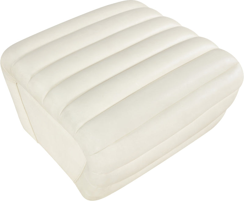 Vega Vegan Leather Upholstered Ottoman in Cream - 33045Cream-Ott