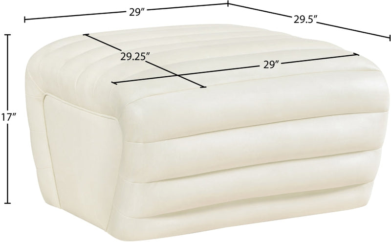 Vega Vegan Leather Upholstered Ottoman in Cream - 33045Cream-Ott