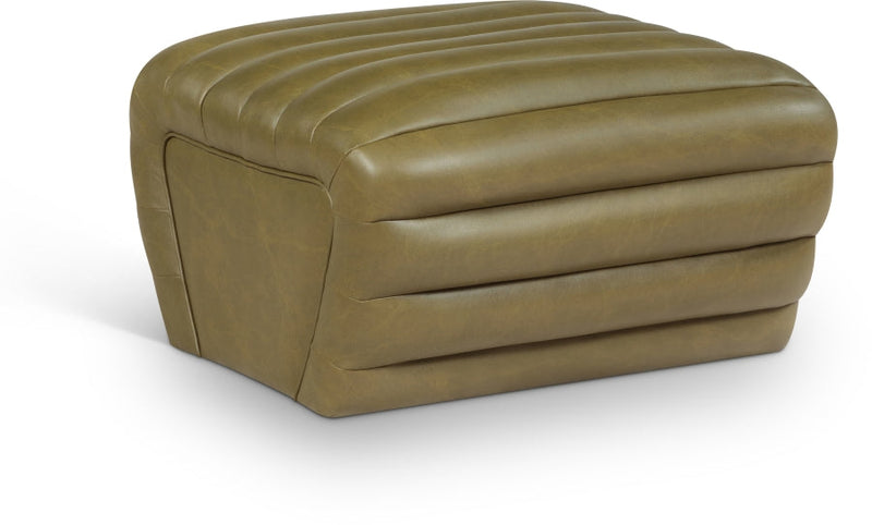 Vega Vegan Leather Upholstered Ottoman in Olive - 33045Olive-Ott