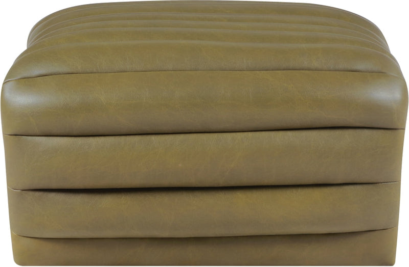 Vega Vegan Leather Upholstered Ottoman in Olive - 33045Olive-Ott