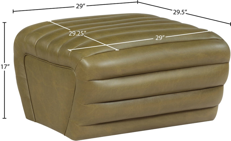 Vega Vegan Leather Upholstered Ottoman in Olive - 33045Olive-Ott