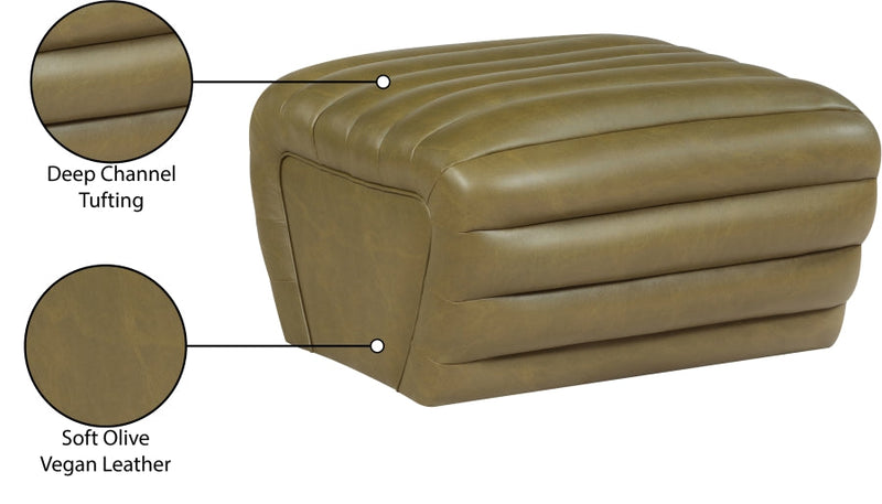 Vega Vegan Leather Upholstered Ottoman in Olive - 33045Olive-Ott