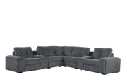 Vegas - Gray Power Recliner Sectional with Storage Console, Bluetooth Speaker, Wireless Charger, Cup Holder, USB Charger - CS8200-Sectional-Gray