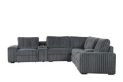 Vegas - Gray Power Recliner Sectional with Storage Console, Bluetooth Speaker, Wireless Charger, Cup Holder, USB Charger - CS8200-Sectional-Gray
