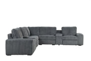 Vegas - Gray Power Recliner Sectional with Storage Console, Bluetooth Speaker, Wireless Charger, Cup Holder, USB Charger - CS8200-Sectional-Gray