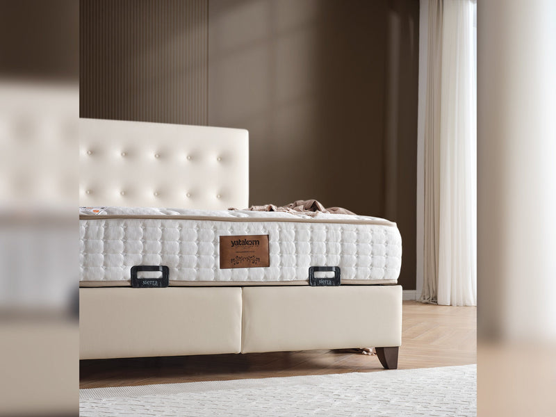 Vella Storage Bed With Headboard Beige - Twin in Beige - 110-VEL-BEIVYN-100-SB