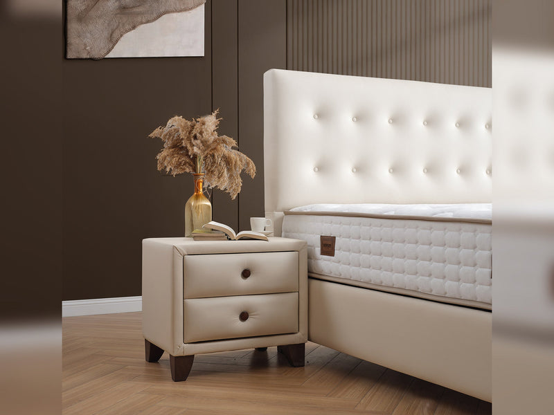 Vella Storage Bed With Headboard Beige - Twin in Beige - 110-VEL-BEIVYN-100-SB