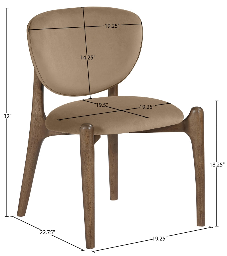 Velora Velvet Performance Fabric Upholstered Dining Chair in Beige, Set of 2 - 77077Beige-C