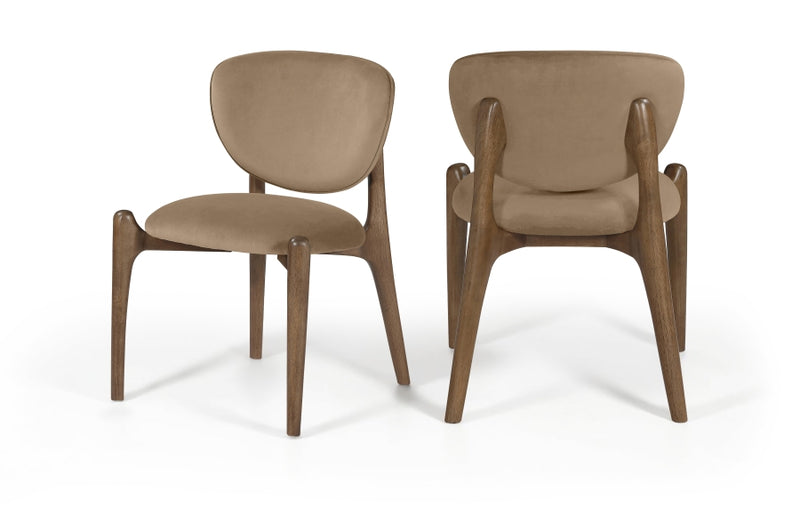 Velora Velvet Performance Fabric Upholstered Dining Chair in Beige, Set of 2 - 77077Beige-C