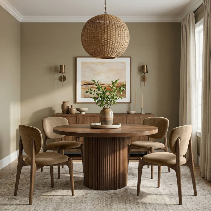 Velora Velvet Performance Fabric Upholstered Dining Chair in Beige, Set of 2 - 77077Beige-C
