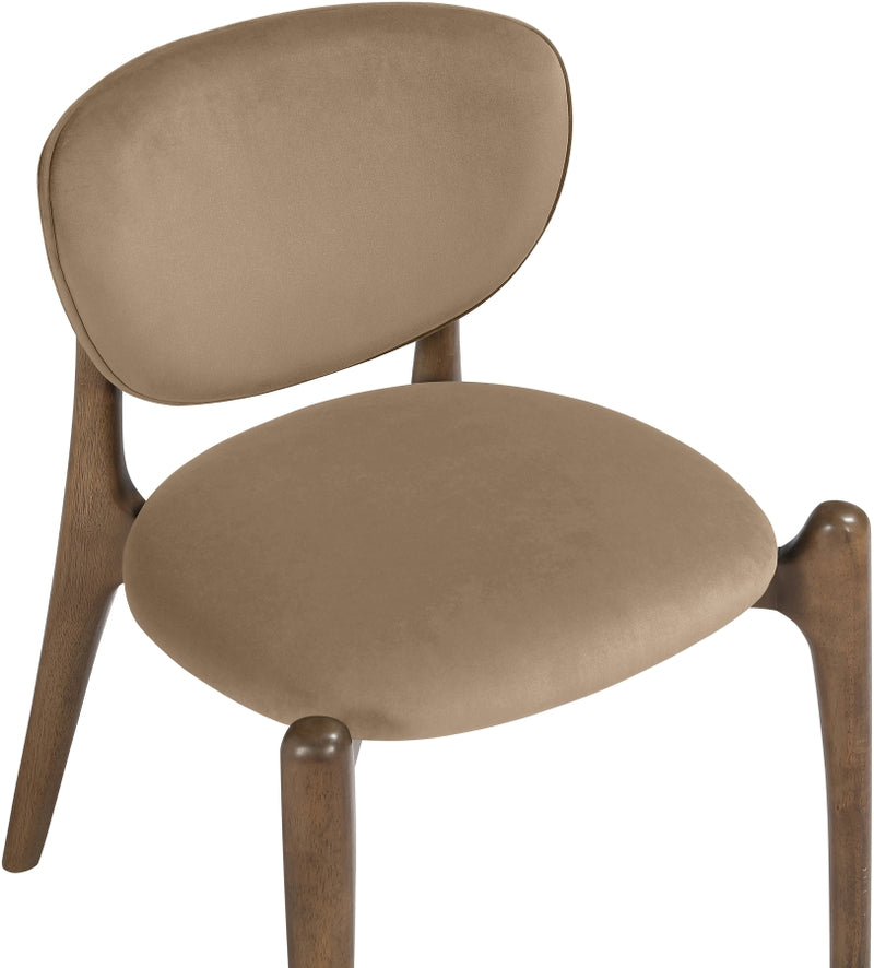 Velora Velvet Performance Fabric Upholstered Dining Chair in Beige, Set of 2 - 77077Beige-C