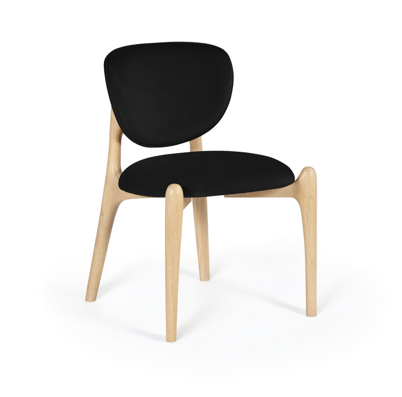 Velora Velvet Performance Fabric Upholstered Dining Chair in Black, Set of 2 - 77076Black-C