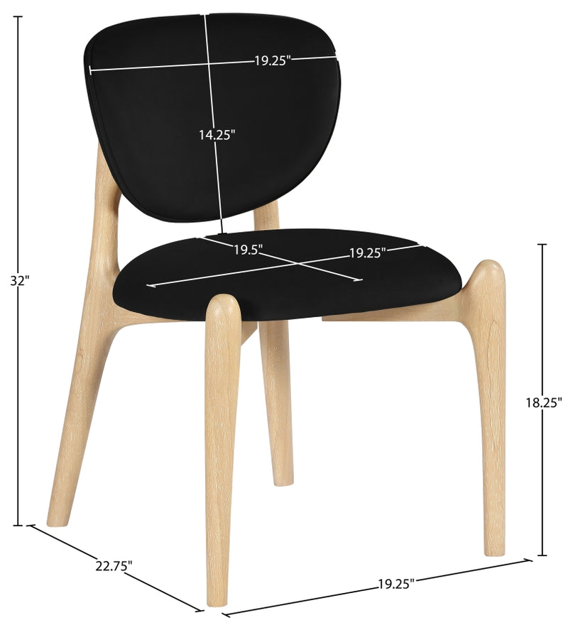 Velora Velvet Performance Fabric Upholstered Dining Chair in Black, Set of 2 - 77076Black-C