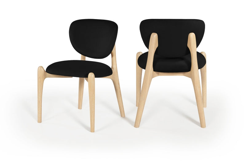 Velora Velvet Performance Fabric Upholstered Dining Chair in Black, Set of 2 - 77076Black-C