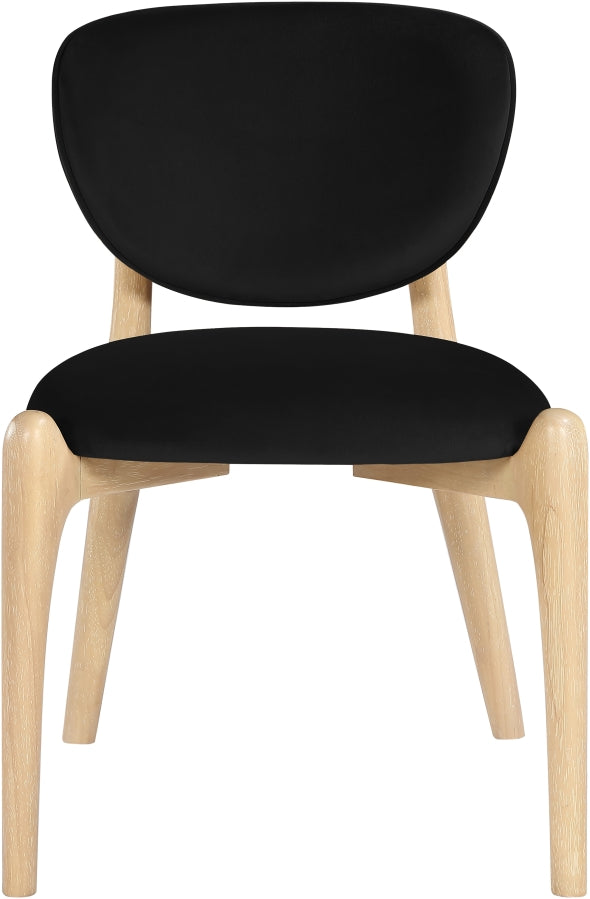 Velora Velvet Performance Fabric Upholstered Dining Chair in Black, Set of 2 - 77076Black-C