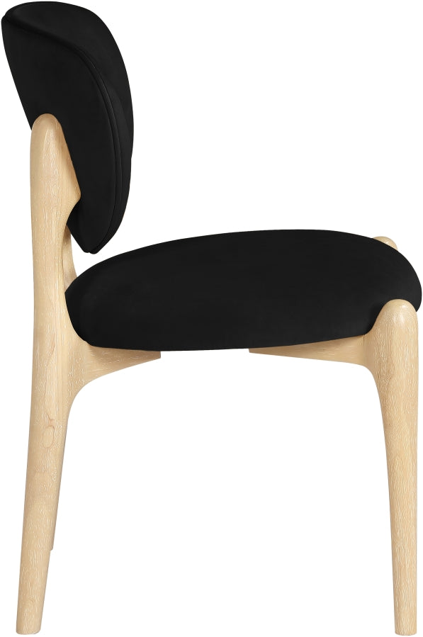 Velora Velvet Performance Fabric Upholstered Dining Chair in Black, Set of 2 - 77076Black-C