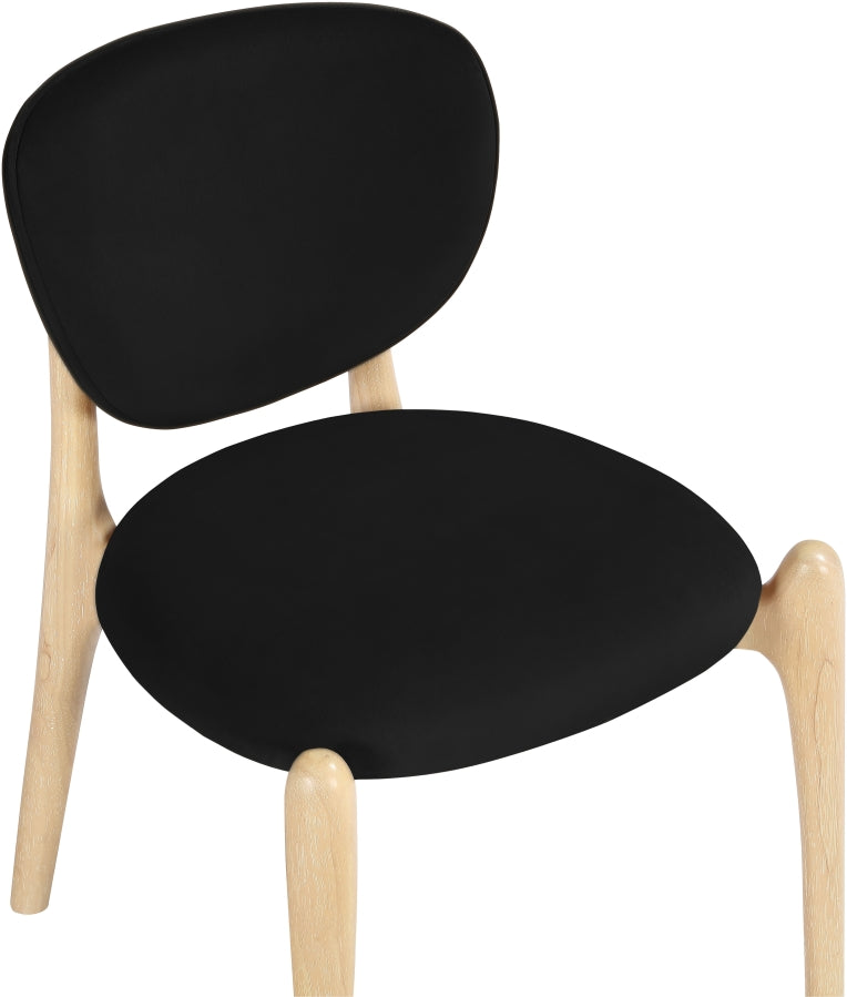 Velora Velvet Performance Fabric Upholstered Dining Chair in Black, Set of 2 - 77076Black-C