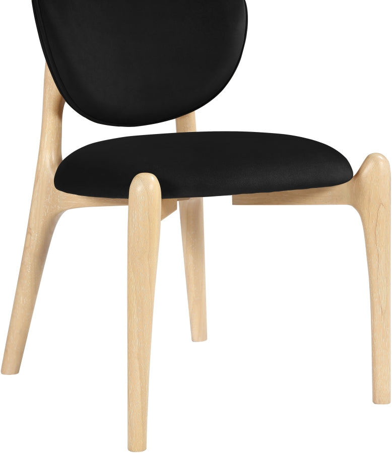 Velora Velvet Performance Fabric Upholstered Dining Chair in Black, Set of 2 - 77076Black-C